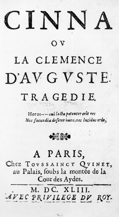 Pierre Corneille (1606-84) 1643-ban megjelent Cinna ou la Clemence dAuguste címlapja alkotó: French School