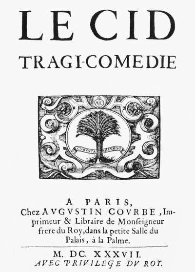 Pierre Corneille (1606-84) Le Cid (1637) címlapja, 1637. alkotó: French School