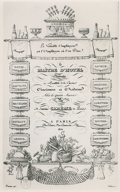 Antonin Carême „A francia inas” címlapja alkotó: French School