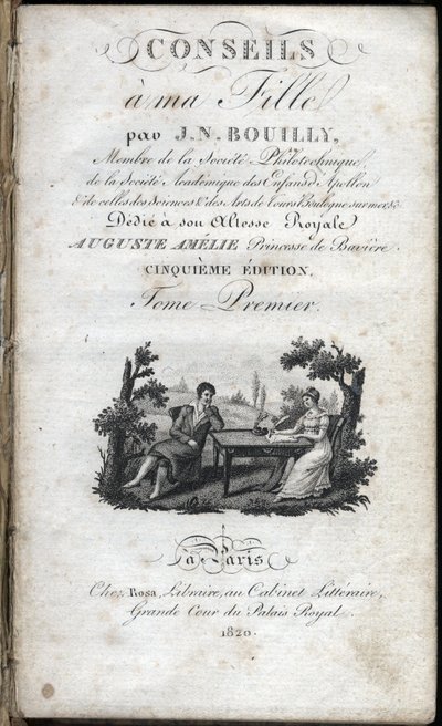 Jean Nicolas Bouilly (1763-1842) „” Tippek a lányomnak „” címlapja. 1820. Magángyűjtemény. alkotó: French School