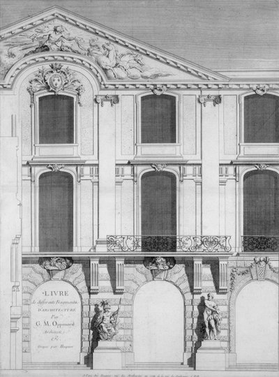 Az 1745-ben kiadott Oppenords-tervek gravírozott lemezeiből álló könyv címlapja alkotó: French School
