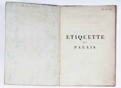 Az Etiquette du Palais, Lucca, 1805 címlapja (nyomtatott papír) alkotó: French School