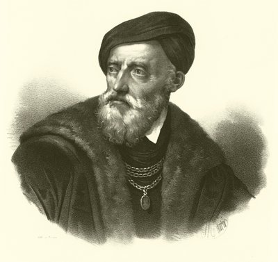 Tiziano Vecelli vagy Tiziano Vecellio, angol nevén Tizian, portré (metszet) alkotó: French School