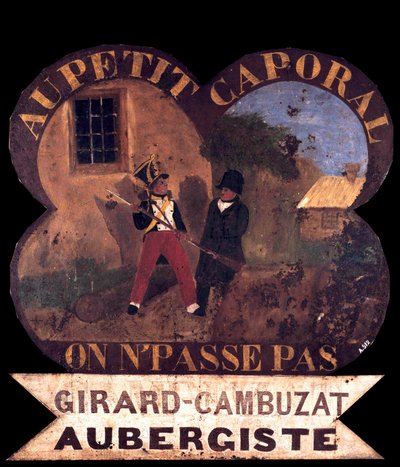Tole fogadó jelzése "" A kis tizedesnek"" 1850-ben I. Napóleonnal. Aix-sziget, Napóleoni Múzeum alkotó: French School