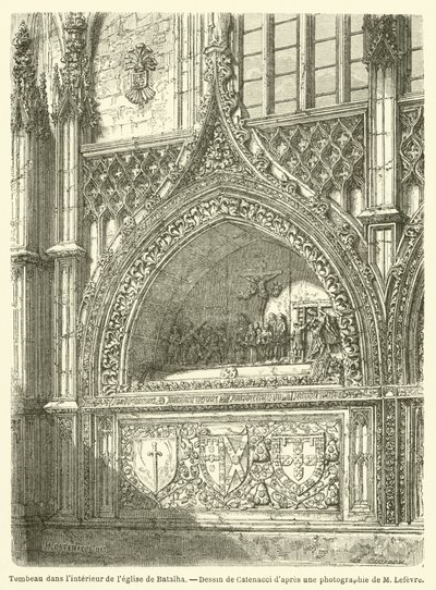 Sír a Batalha templomban (metszet) alkotó: French School