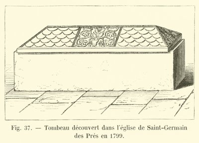 A sírt a Saint-Germain des Pres templomban fedezték fel 1799-ben alkotó: French School