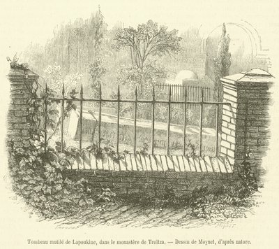 Lapoukine megcsonkított sírja, Troitza kolostorában (metszet) alkotó: French School