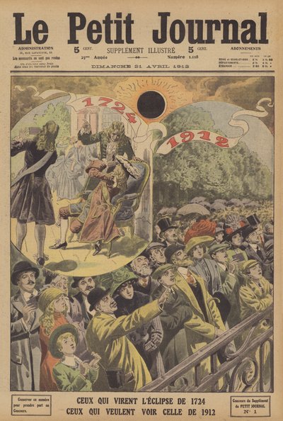 Teljes napfogyatkozás 1724-ben és 1912-ben (színes litó) alkotó: French School