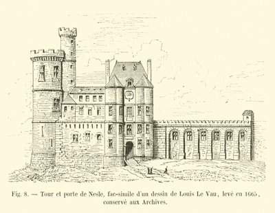 Nesle-torony és kapu, Louis Le Vau 1665-ben készült rajzának fakszimile, levéltárban őrzik alkotó: French School