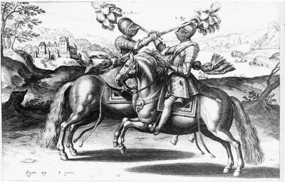 IV. Henrik (1553-1610) és Antoine de Pluvinel (1555-1620) közötti tornajelenet. alkotó: French School