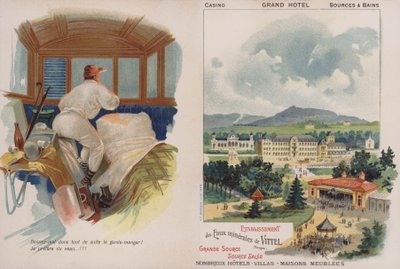 A francia Vittel (chromolitho) fürdőhelyet reklámozó kártya alkotó: French School