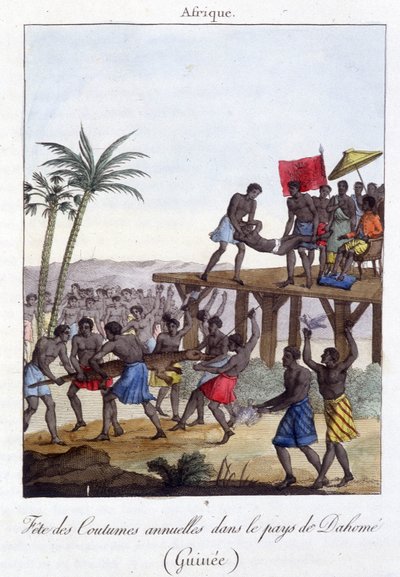 Hagyományos fesztivál Guineában - metszet alkotó: French School
