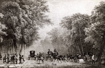 Forgalom Párizsban, Franciaországban a 19. században, 1830 körül alkotó: French School