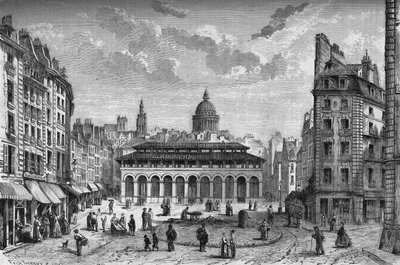 Párizs átalakulásai a Második Birodalom alatt, Haussmann Párizs: kilátás a Marche des Carmesra és a régi Place Maubertre alkotó: French School