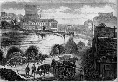 Párizs átalakulásai a Második Birodalom alatt, Haussmann Paris: átüt a Boulevard du Roi de Rome (ma avenue de Kleber). Metszet a „” Le Monde Illustré”” 276. számában, 1862. július 26. alkotó: French School