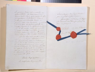 Szerződés I. Napóleon (1769-1821) és II. Ferenc császár (1768-1835) között, aláírva Presburgban 1805. december 26-án (toll és tinta papíron) alkotó: French School