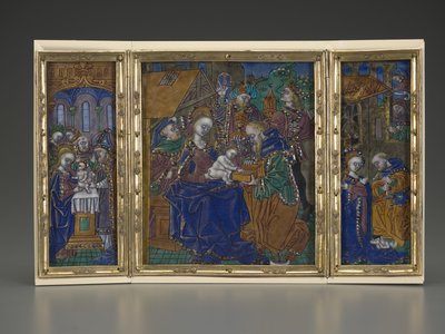Triptichon: 1490 körül (zománc, réz). alkotó: French School