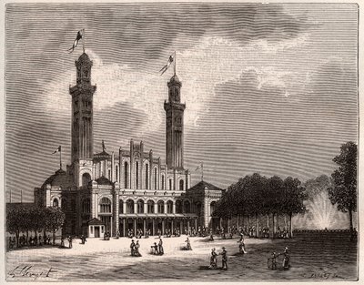 Trocadero Párizsban – V. A. Malt-Brown „La France illustrée: földrajz, történelem, statisztikai igazgatás” című metszete. 1884 alkotó: French School