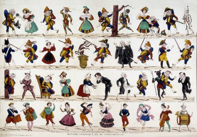 Monsieur polychinelle (polichinelle) igaz története. Epinal képe, sd. 19. század. alkotó: French School