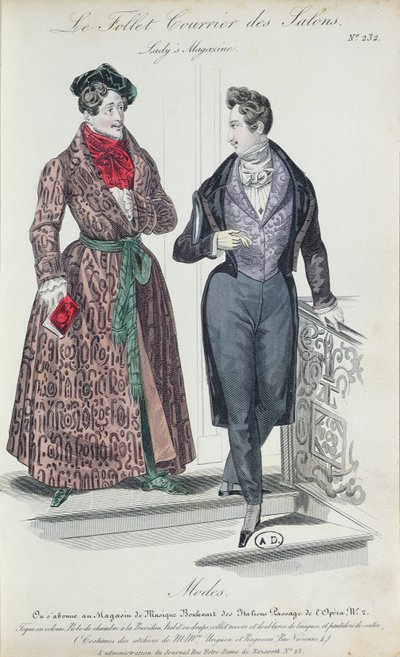 Két elegáns fiatalember, 1835 (színes metszet) alkotó: French School