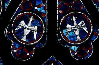 Két galamb részlet az északi rózsaablakból, 1223 körül alkotó: French School