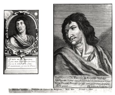Savinien Cyrano de Bergerac (1619-55) két portréja, jobb oldalon Zacharie Heince (1611-69) után alkotó: French School