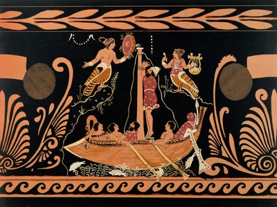 Ulysses és a szirének, illusztráció egy antik görög vázából alkotó: French School