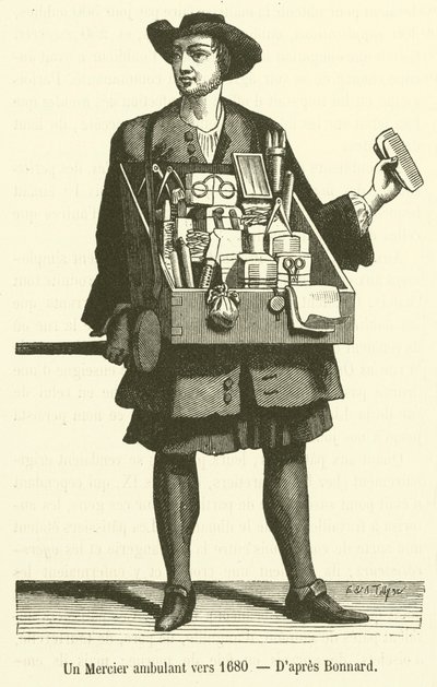 Egy utazó Mercier 1680 körül (metszet) alkotó: French School