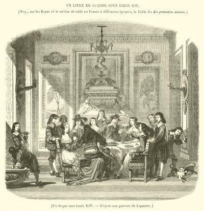 Egy étkezés XIV. Lajos alatt (metszet) alkotó: French School