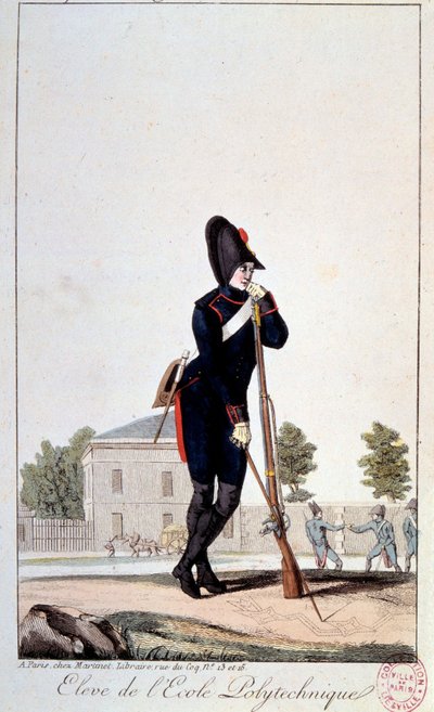 Egyenruha: a Műszaki Iskola tanulója a XIX. századi nyomatok. Párizs, Musee Carnavalet alkotó: French School