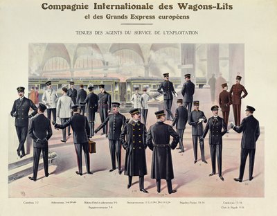 Egyenruha a Compagnie des Wagons-Lits alkalmazottainak, 1910 körül alkotó: French School