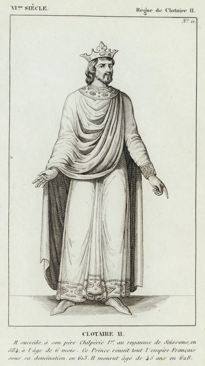 VI. század, Clotaire uralkodása II, Clotaire II (metszet) alkotó: French School