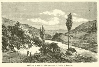 Moselle-völgy, Liverdun közelében (metszet) alkotó: French School
