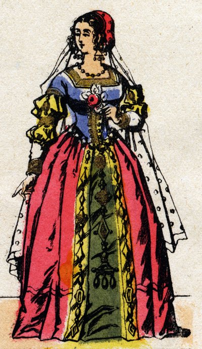 Valois-dinasztia: Habsburg Eleonóra vagy Ausztria (1498-1558) francia királynő, I. Francois (1494-1547) felesége portréja. Epinális képalkotás a 19. század végéről. Magángyűjtemény. alkotó: French School