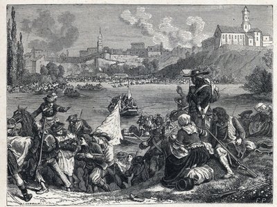 Vendee-háború (1793-1796): a cholet-i csatában vereséget szenvedett vendeaiak október 18-án visszatértek Loire-ba. alkotó: French School