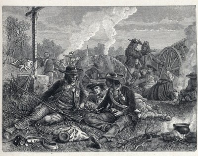 Vendee Wars (1793-1796): vendea felkelők tábora. alkotó: French School