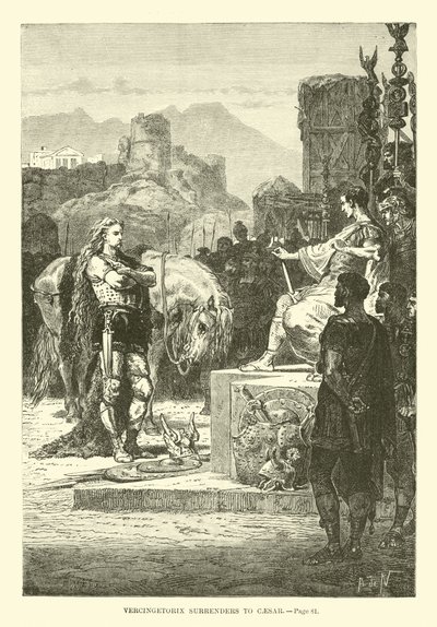 Vercingetorix megadja magát Caesarnak alkotó: French School