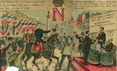 Victor Napóleon (1862-1926) a bonapartisták támogatóinak élén, I. Napóleon utolsó örökösének a Harmadik Köztársaság 1886-ban elfogadott törvénye nyomán száműzetésbe kellett mennie. Metszet, „” Le Figaro, melléklet”, 1889.03.30., Párizs. alkotó: French School