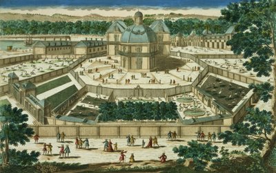 A Versailles-i Salon de la Menagerie képe és perspektívája, metszett Antoine Aveline (1691-1743) alkotó: French School