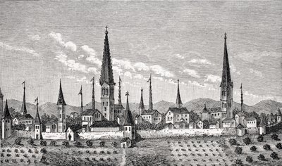 Dortmund képe, P. Bertius „Theatrum Geographicum” című művében készült rézmetszet, Paul Lacroix (1806-84) „Le Moyen Age et la Renaissance” című művéből, 1847-ben megjelent alkotó: French School
