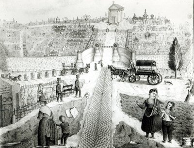 Kilátás a Pere-Lachaise temetőre, 19. század eleje alkotó: French School