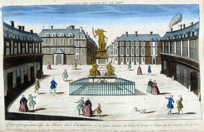 Kilátás a Place des Victoires-ra Párizsban - Optikai nézet alkotó: French School