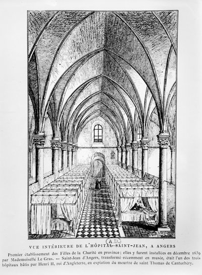 Kilátás a Saint-Jean Kórház egyik osztályára, Angers, Franciaország alkotó: French School