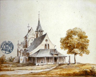 Kilátás a meudoni templomra (akvarell papíron) alkotó: French School