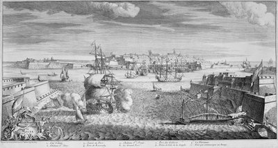 Kilátás Valletta városára, Málta kikötőjére, 1736 körül (metszet) alkotó: French School