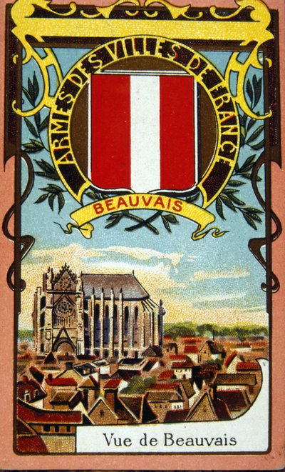 Kilátás a francia Beauvais városra, 1900 körül (kromolitográfia) alkotó: French School