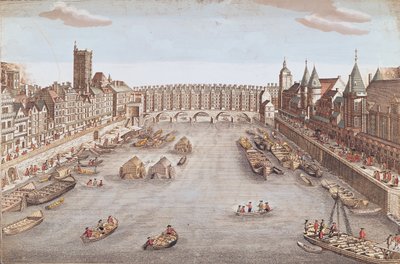 Kilátás a Pont au Change-re nézve a folyásirányban alkotó: French School