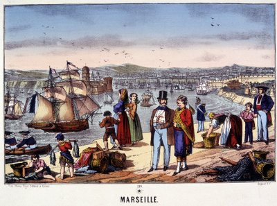 Kilátás a marseille-i kikötőre, Epinal képe, n.d. 19. század alkotó: French School