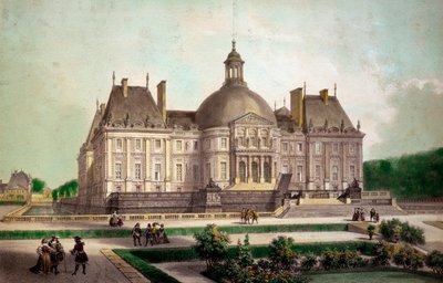 Kilátás a maincyi (Seine-et-Marne) Vaux le Vicomte (Vaux-le-Vicomte) kastélyára, 1658 körül épült. A 19. századi magángyűjtemény nyomatai alkotó: French School