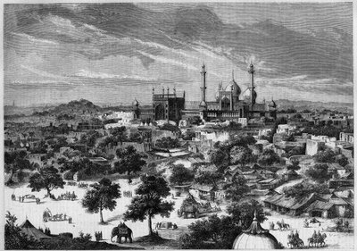 Delhi városának kilátása (India) 1857-ben. Alexis Soltykoff herceg vázlatából. Bertrand metszete a „” Le Monde Illustré”” 20. számában, 1857. augusztus 29-én. alkotó: French School